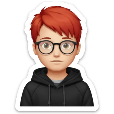 boy with glasses and red hair with black hoodie sticker