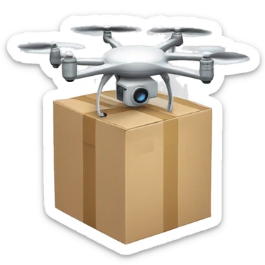 A drone which is transporting a parcel sticker