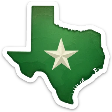 Green state of Texas with tiny green heart outline inside sticker