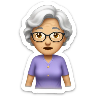 elderly asian woman shrugging shoulders sticker
