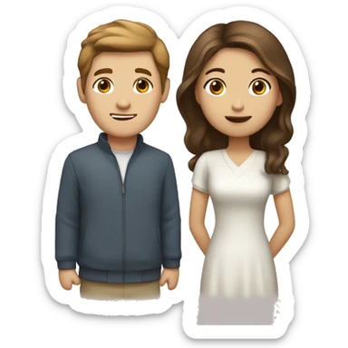 Brown haird asian girl with brown haired white guy sticker