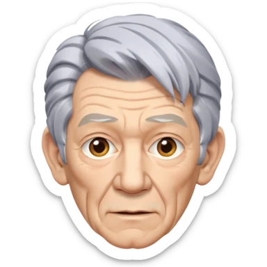 portrait of Ian McKellen, theatrical pose, silver hair, expressive face sticker