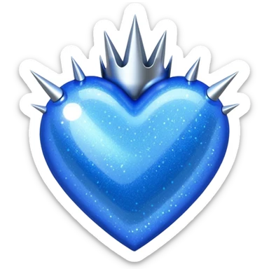 blue glittery heart with chrome spikes sticker