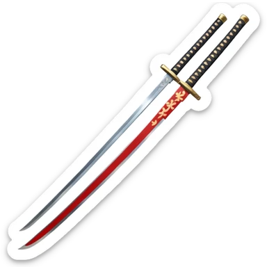 Famous old long Katana, full length chinese name on blade. sticker