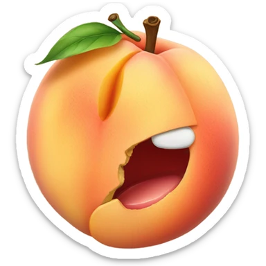 peach with a chunk bitten out of it sticker
