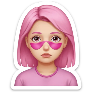Girl with pink under eye patches sticker