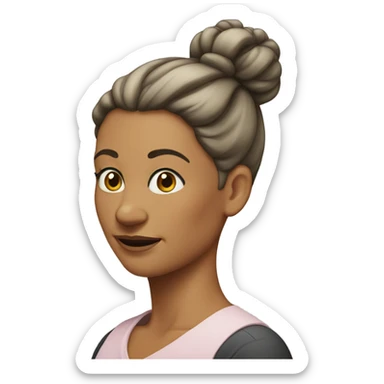 50 year old woman with a hair bun  sticker