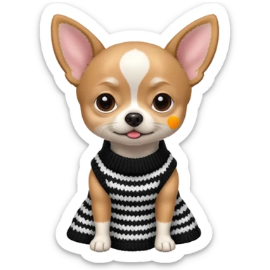 Chiuaua in bianco e nero con vestitino in maglia sticker