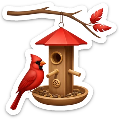 cardinal at bird feeder sticker