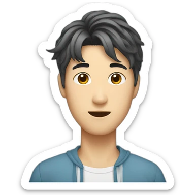 korean guy with curtains hair sticker