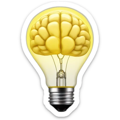yellow Light bulb with the filament in the shape of a brain sticker