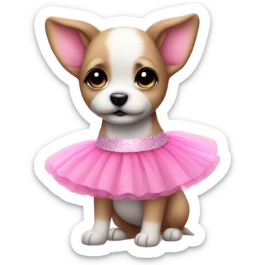 Pink ombre puppy with a tutu and glitter  sticker
