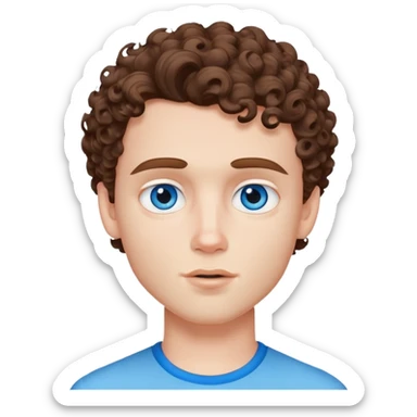 pretty bratz man, short curly brown hair, blue eyes, pale skin, defined jawline sticker