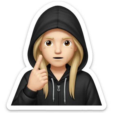 Moreno greñudo con capucha cuba la cara para el dedo del medio sticker