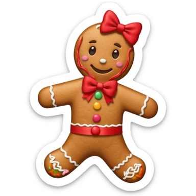 Gingerbread man with a red bow sticker