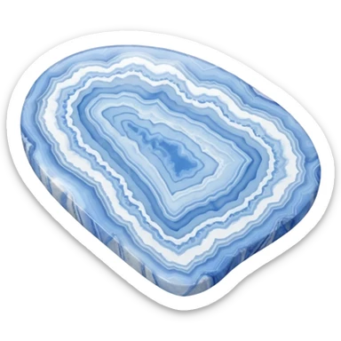 Polished blue lace agate gemstone with soft blue and white delicate patterns in layers sticker