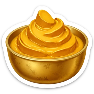Turmeric paste in a golden metal bowl sticker
