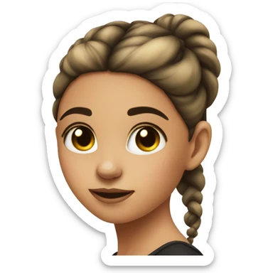 Girl with ponytail and black circles on her cheek sticker