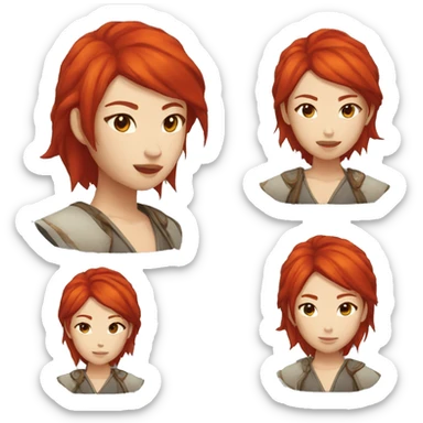 Female fire genasi Asian red hair sticker