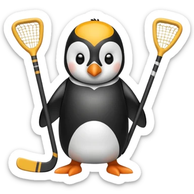 penguin playing hockey sticker
