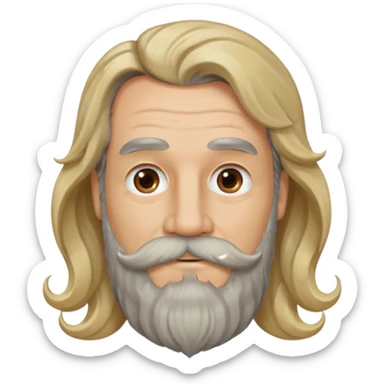 MID AGE MAN WITH LONG BLOND, GREY & bROWN WAVY HAIR; AND BROWN & GREY MOUSTACH AND BEARD sticker