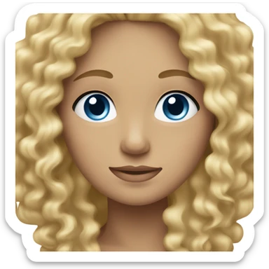 Curly blonde hair tan skin blue eyes  sticker