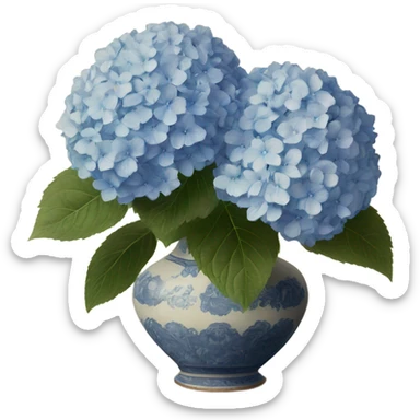 Hydrangeas in vintage vase sticker