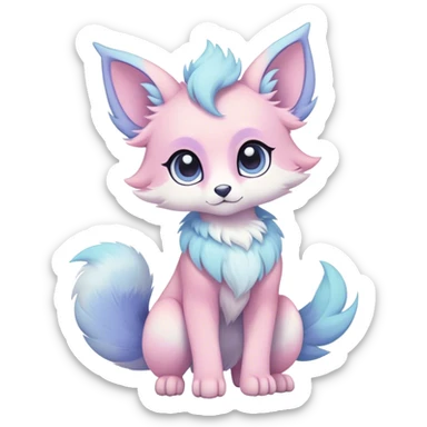 Kawaii bright fantasy ethereal anthro fursona Fakemon with tufted tail  sticker