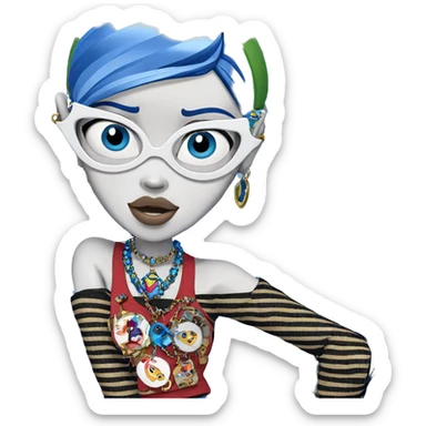 girl with blue hair and jewelry sticker