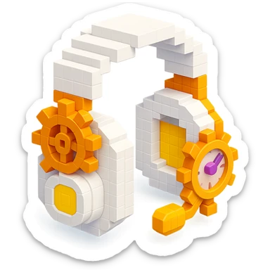 white Sony headphones with a steampunk twist sticker