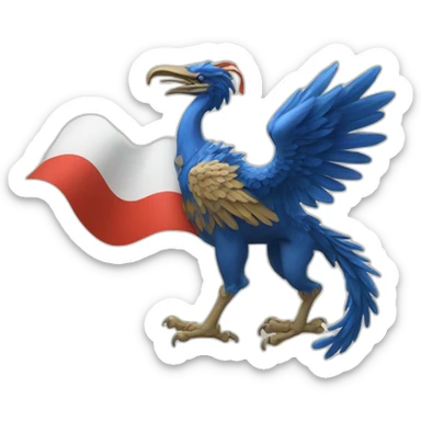 Simorgh with a text written « Simorgh» holding a French flag sticker