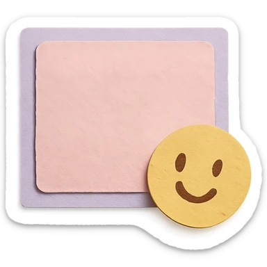 soft pastel hand-drawn frame box for journaling text with a smiling face accent sticker