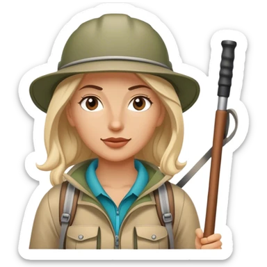 White female hiker with poles sticker