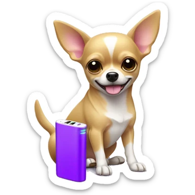 Chihuahua with purple powerbank sticker