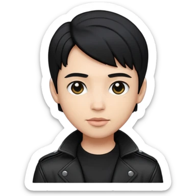 Neo from The Matrix with light skin, black hair, black outfit sticker