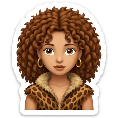 cavewoman with brown curly hair sticker