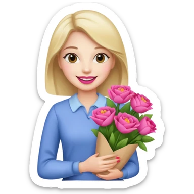 Shopper with flower bouquet sticker