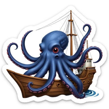 Kraken – Giant octopus with tentacles wrapping a ship sticker