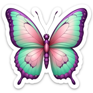Beautiful mint green and warm rose lila butterfly with detailed wings sticker