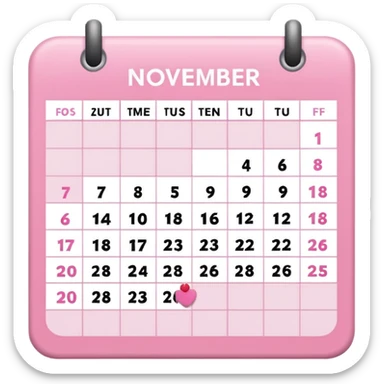 pink calendar of days in november 2025 in poppins text form sticker