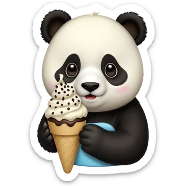 Panda eating ice cream sticker