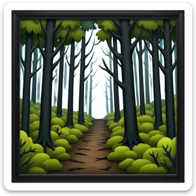 a dark, scary forest outside the fence sticker