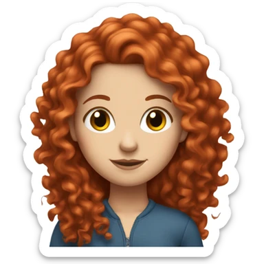 white girl with long red curly hair sticker