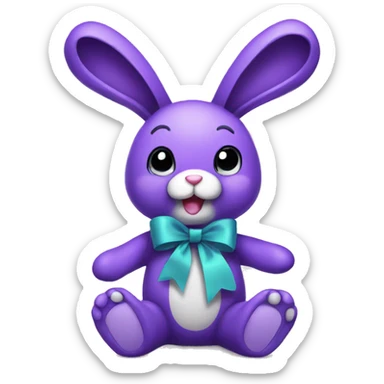 Purple bunny teddy with ribbon  sticker
