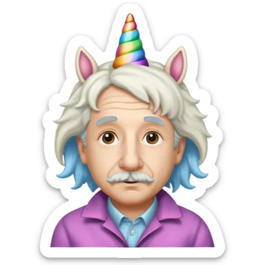 Albert Einstein Wearing an Unicorn hat sticker