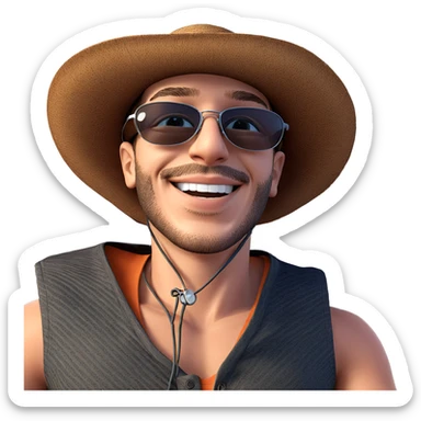 smiling boy in sunglasses sticker