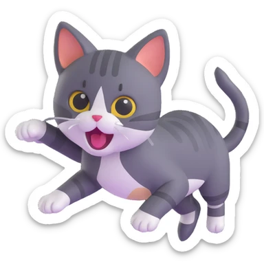 playful kitten pouncing sticker