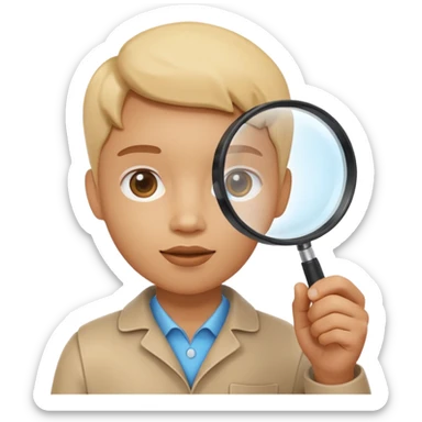 3D icon of a person holding a magnifying glass, symbolizing exploration and discovery, food app context, single object, modern and clean style, soft lighting, isolated, no background
 sticker