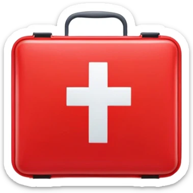 red first aid kit with white cross sticker