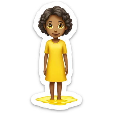 Girl standing in yellow puddle sticker